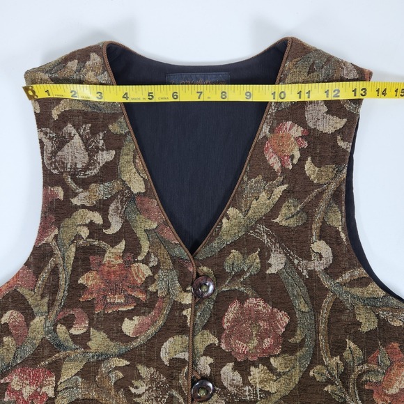 Vintage L. O'Neill Design Women's Floral Tapestry Vest No Size Tag (approx sz S) - Picture 5 of 7